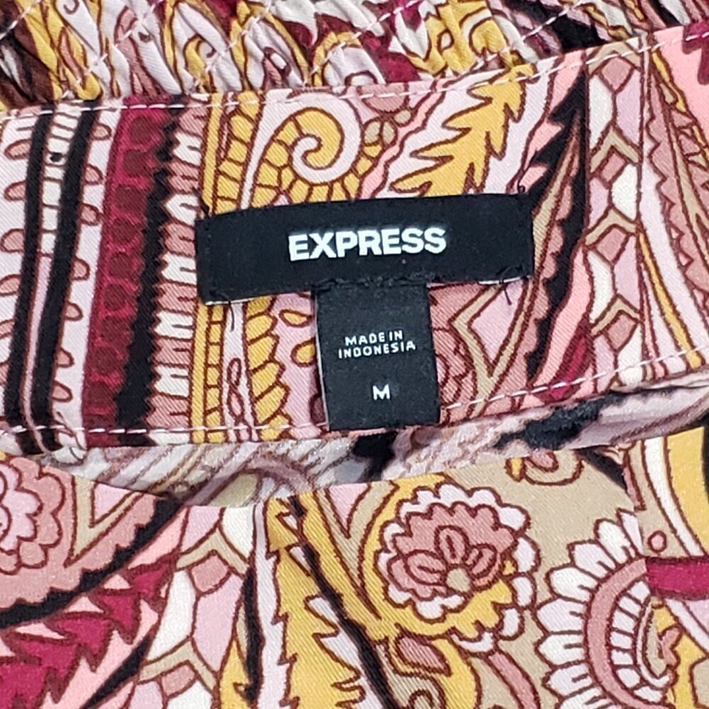 Express Womens Cap Sleeve Multicolor Paisley Print Dress Medium - Picture 7 of 9